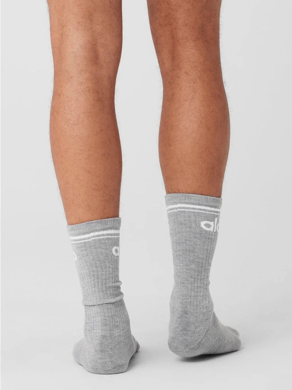 NWT Alo Unisex Throwback Sock in Athletic Heather Grey/White size medium